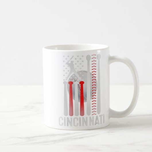 Cincinnati Retro Baseball Lover Us Flag Met At Gam コーヒーマグカップ (右)