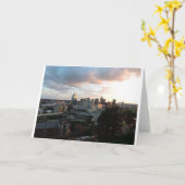 Cincinnati skyline at sunset カード (黄色い花)