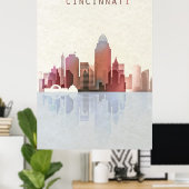 Cincinnati Skyline、Cincinnati Poster、Ohio Art ポスター (ホームオフィス)