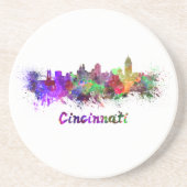 Cincinnati skyline in watercolor コースター (正面)