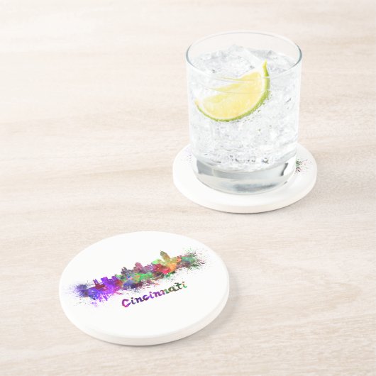 Cincinnati skyline in watercolor コースター (側面)