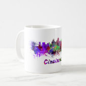 Cincinnati skyline in watercolor コーヒーマグカップ (正面左)
