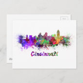 Cincinnati skyline in watercolor ポストカード (正面/裏面)