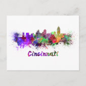 Cincinnati skyline in watercolor ポストカード (正面)