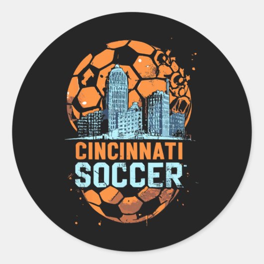 Cincinnati Soccer City Skyline Cool Cincy 513 ラウンドシール (正面)