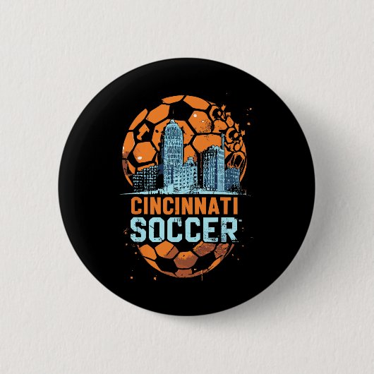 Cincinnati Soccer City Skyline Cool Cincy 513  缶バッジ (正面)