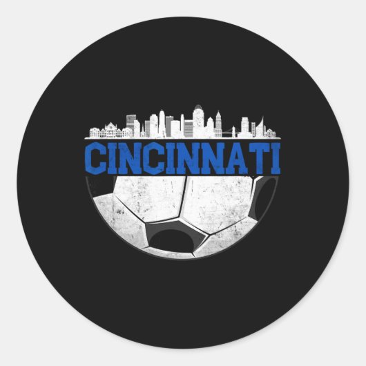 Cincinnati Soccer Distressed Cincy nati  ラウンドシール (正面)