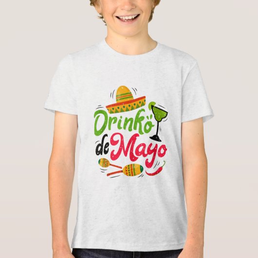 Cincoドリンコデマヨ女性女性テキーラ馬を飲む トライブレンドＴシャツ (正面)
