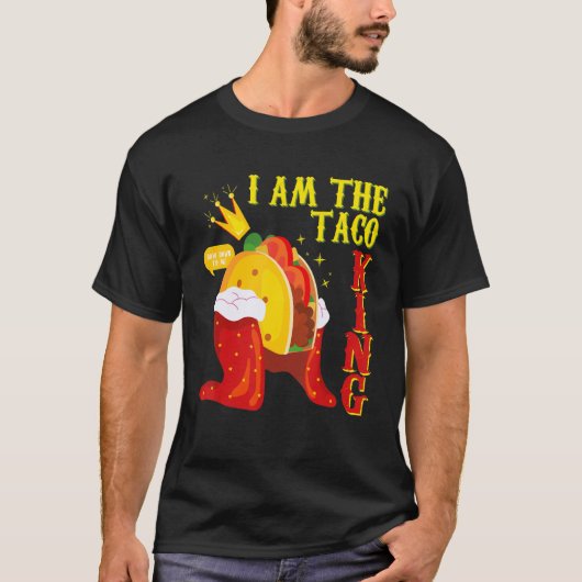 Cinco おもしろい De Mayo Tee I am the Taco King Boy Dow Tシャツ (正面)
