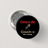 Cinco de Couch-o Remote Control Sombrero Funny 缶バッジ (正面&裏面)