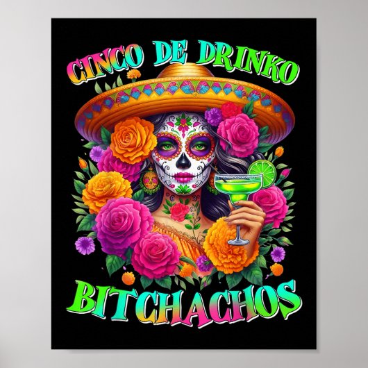 Cinco De Drinko Achos Cinco De Mayoメキシコ飲酒 ポスター (正面)