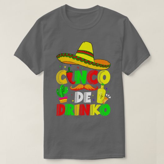 Cinco De Drinko Margarita Sombrero Mexican Cinco D Tシャツ (デザイン正面)