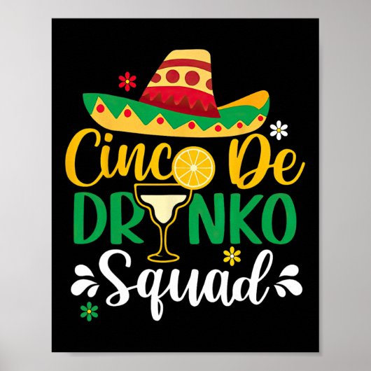 Cinco De Drinko Squad Funy 5 Cinco De Mayo Mexican ポスター (正面)
