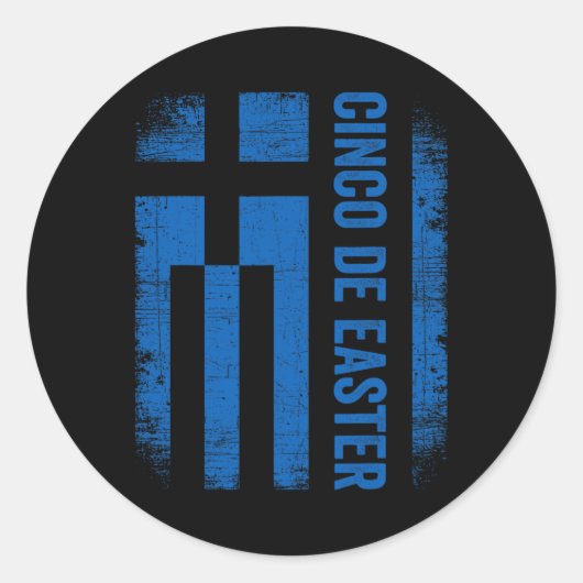 Cinco De Easter おもしろい Cinco De Mayoギリシャ国旗Gr ラウンドシール (正面)