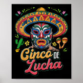 Cinco De Lucha、Luchador、Lucha Libre、おもしろい Cinco ポスター (正面)