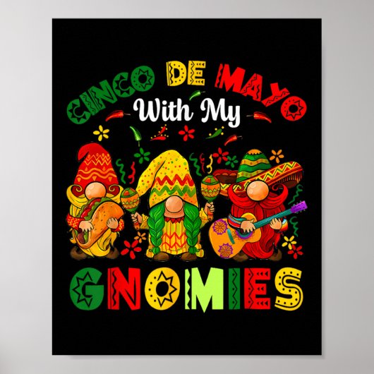 Cinco De MayoおもしろいとMy Gnomies Trio格言Bo ポスター (正面)