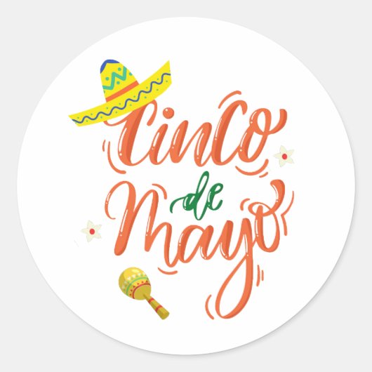 cinco de mayoお祝い ラウンドシール (正面)