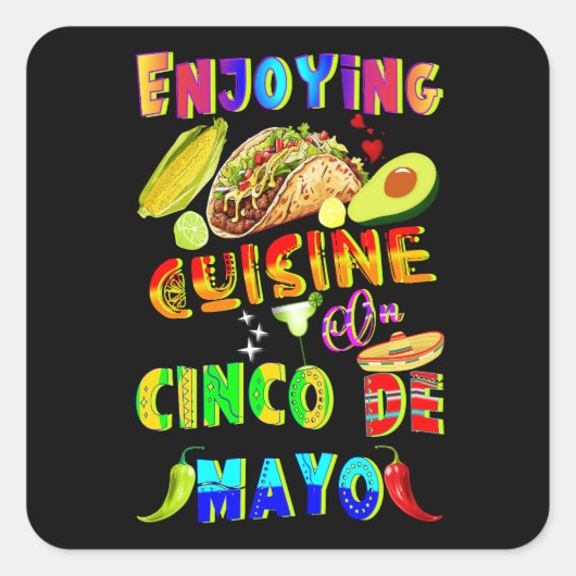 Cinco de Mayoでグルメを楽しむ スクエアシール (正面)