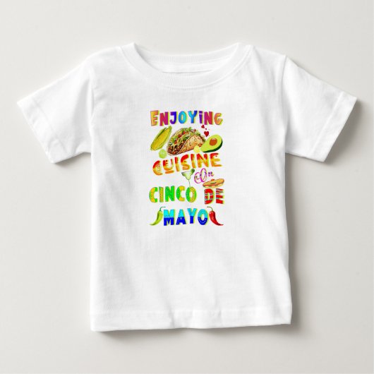 Cinco de Mayoでグルメを楽しむ ベビーTシャツ (正面)
