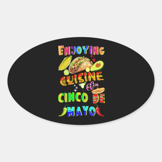 Cinco de Mayoでグルメを楽しむ 楕円形シール (正面)