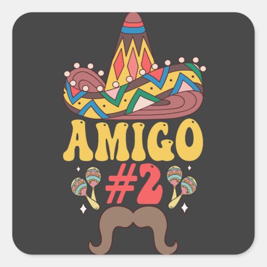 Cinco De Mayoに合おもしろいう3つのAmigosメキシコ スクエアシール (正面)