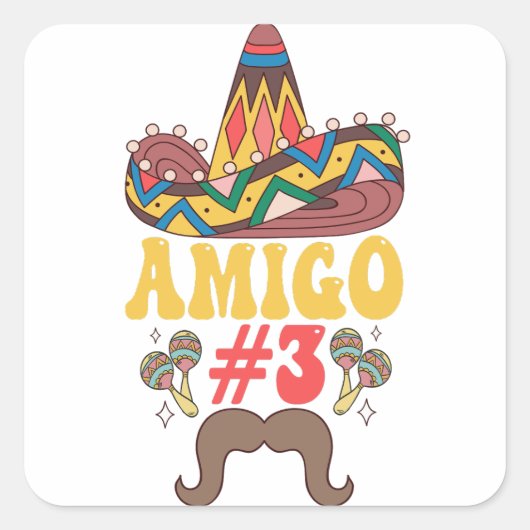 Cinco De Mayoに合おもしろいう3つのAmigosメキシコ スクエアシール (正面)
