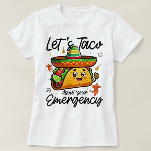 Cinco De Mayoの非常事態についてタコで話そうクール Tシャツ (デザイン正面)