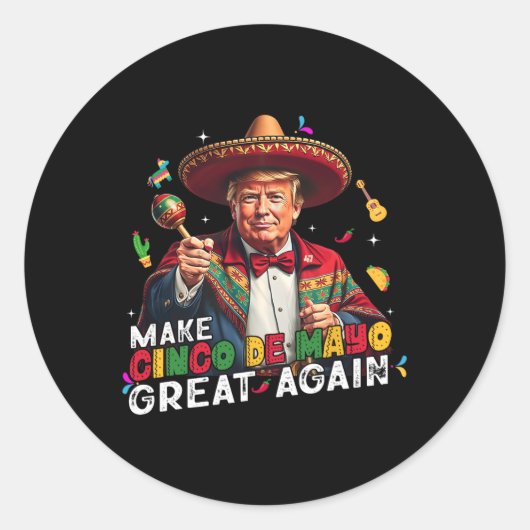 Cinco De Mayoを再びメキシコ素晴らしのおもしろいSombrにする ラウンドシール (正面)