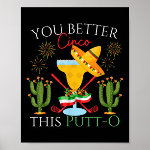 Cinco De MayoゴルフゴルファーMargaritas Tequ飲む ポスター