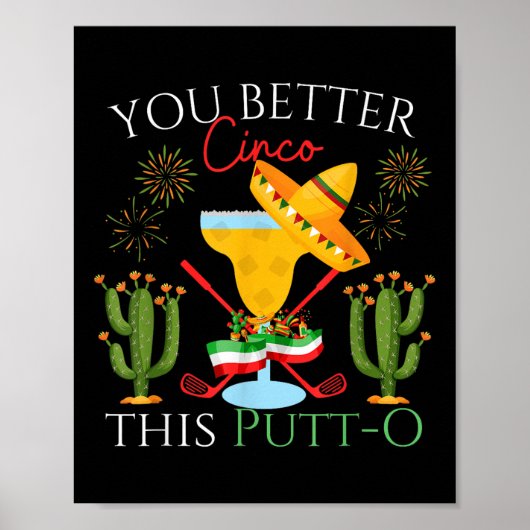 Cinco De MayoゴルフゴルファーMargaritas Tequ飲む ポスター (正面)