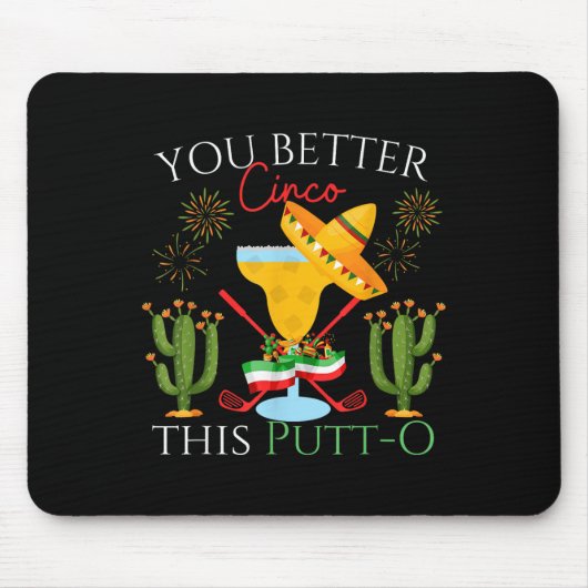 Cinco De MayoゴルフゴルファーMargaritas Tequ飲む マウスパッド (正面)
