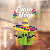 Cinco de Mayoサボテン窓しがみつく ウィンドウサイン (シート2)