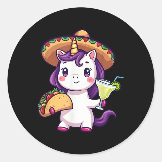 Cinco De MayoフィエスタメキシコパーティーUnicorn Ta ラウンドシール (正面)