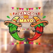 Cinco De Mayoマンガメキシコグリーンレッドホットチリ ウィンドウサイン (シート2)
