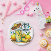 Cinco de Mayoメキシコ帽、レモン、ライム ペーパープレート (パーティー)
