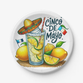 Cinco de Mayoメキシコ帽、レモン、ライム ペーパープレート