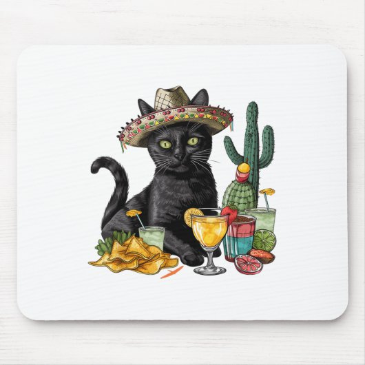Cinco De Mayo黒猫メキシカン黒猫 マウスパッド (正面)