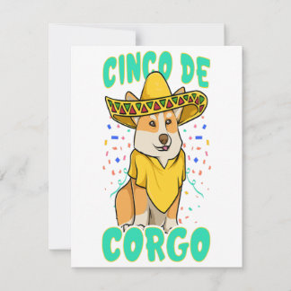 Cinco de Mayo おもしろい Corgi Dog with Poncho _メシ 招待状