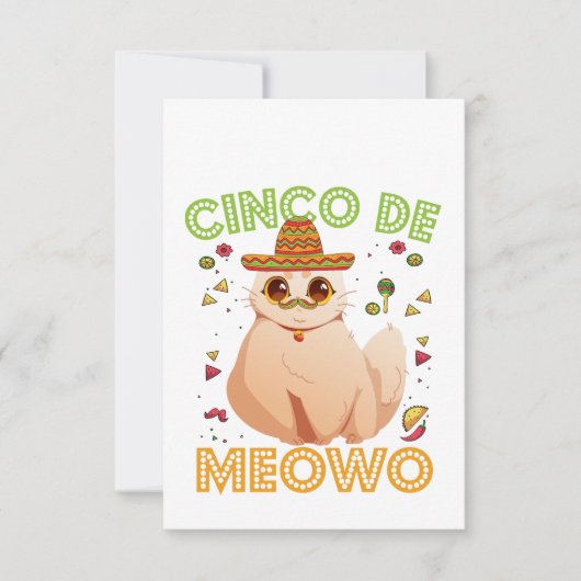 Cinco De Mayo おもしろい Mexican Cat Cindo De Mayo Gift サンキューカード (正面)