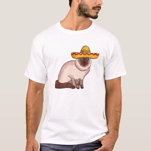 Cinco De Mayo 2020メキシコおもしろいシャム猫 Tシャツ (正面)
