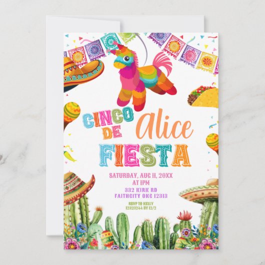 Cinco de Mayo 5th Fiesta birthday party 招待状 (正面)