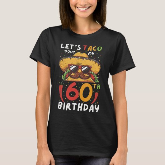 Cinco De Mayo 60誕生日タコAge 60 Mexican Bi Tシャツ (正面)