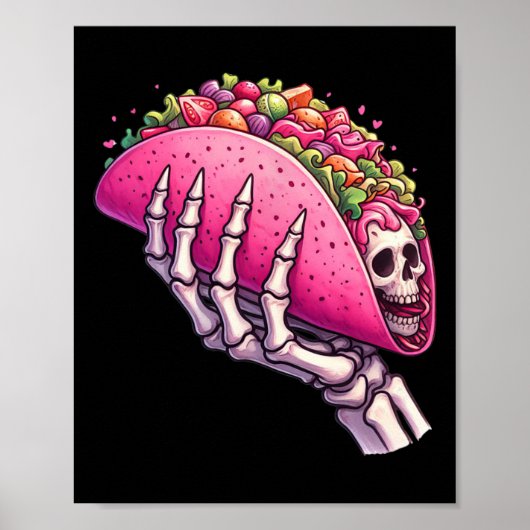 Cinco De Mayo &Amp;用スケルトンハンドホールディングタコ ポスター (正面)