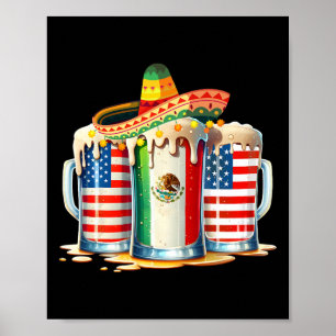 Cinco De Mayo BeerメキシコUsa国旗の飲用パーティー ポスター
