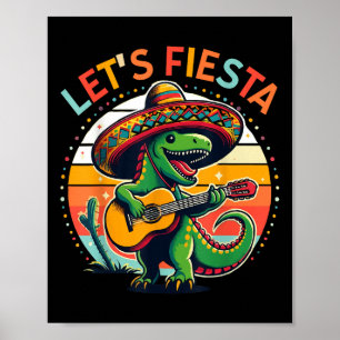 Cinco De Mayo Boys Kids Lets Fiesta Dinosaur Mexic ポスター