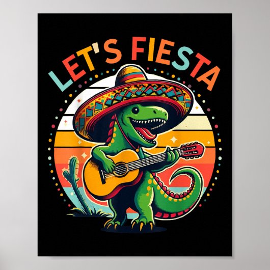 Cinco De Mayo Boys Kids Lets Fiesta Dinosaur Mexic ポスター (正面)