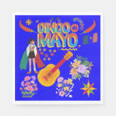 Cinco De Mayo bright blue スタンダードランチョンナプキン (正面)