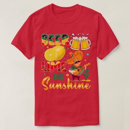 Cinco De Mayo Bunny Bring Beerライムギターソンブラー Tシャツ (デザイン正面)