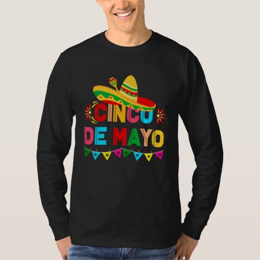 Cinco De Mayo Burritos Mexico Tacos and Avocado Tシャツ (正面)