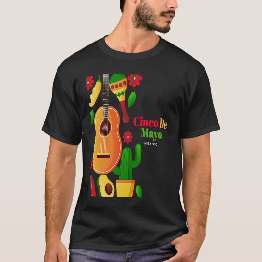 Cinco De Mayo Burritos Mexico Tacos and Avocado Tシャツ (正面)